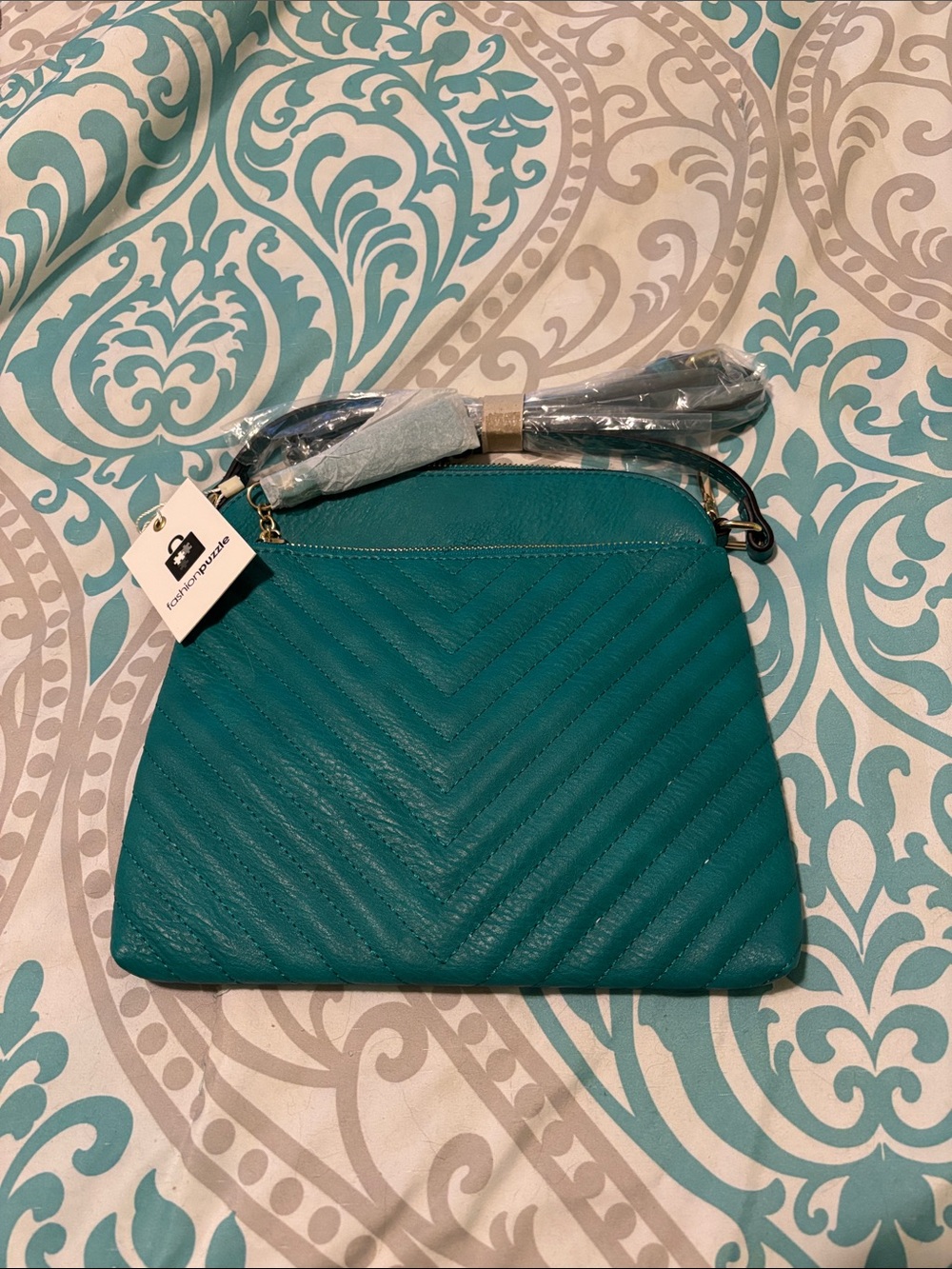 Teal Quilted Crossbody Bag - Unbranded